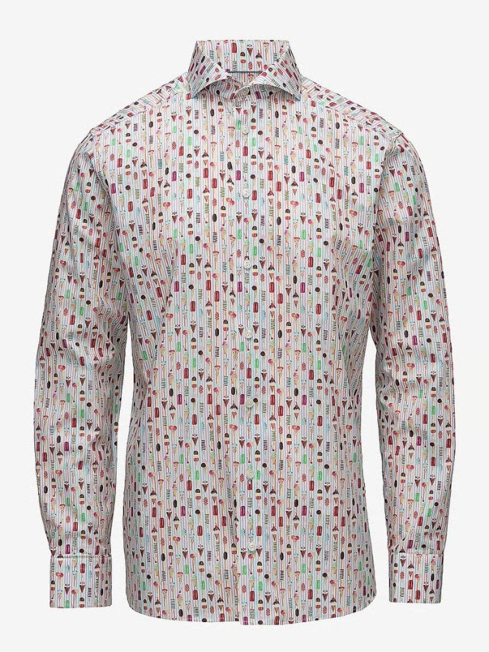 ETON 100% Cotton Ice Cream Print Slim Fit Cutaway‎ Collar Multicolor Shirt 42